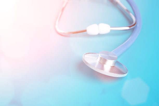 肺安全，听诊器以蓝色为背景，健康医疗，保健医学理念图片下载