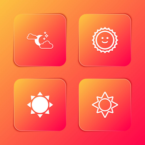 云与月亮和星星，太阳和图标图片下载