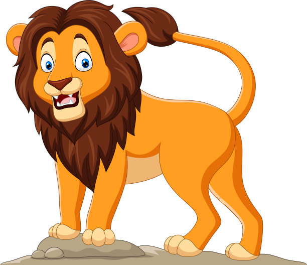 卡通快乐的狮子在白色的背景图片下载