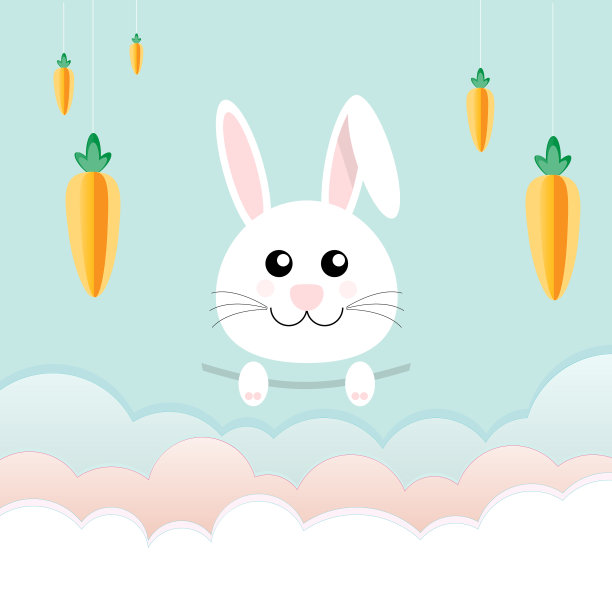 复活节快乐概念粉红耳朵白兔图片下载