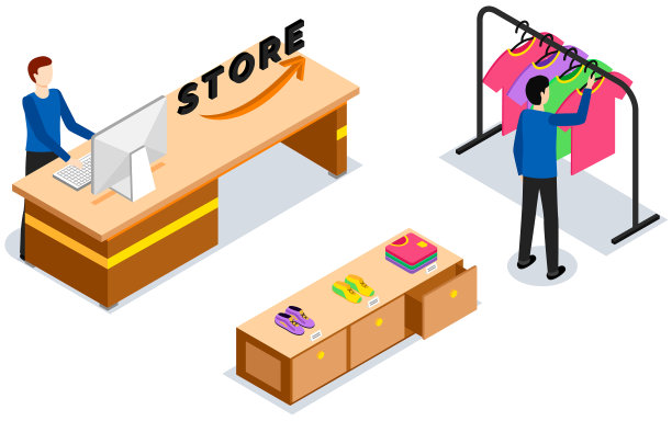 等距服装店与采购员选择t图片下载