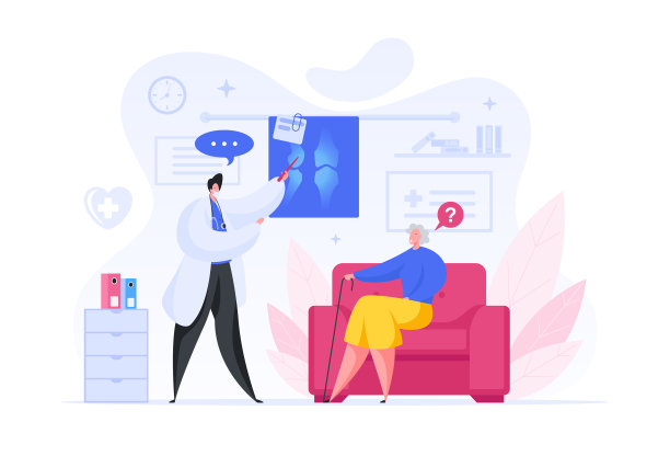 男医生在医院咨询老年病人图片下载