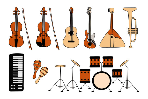 乐器小品，吉他，小提琴图片下载