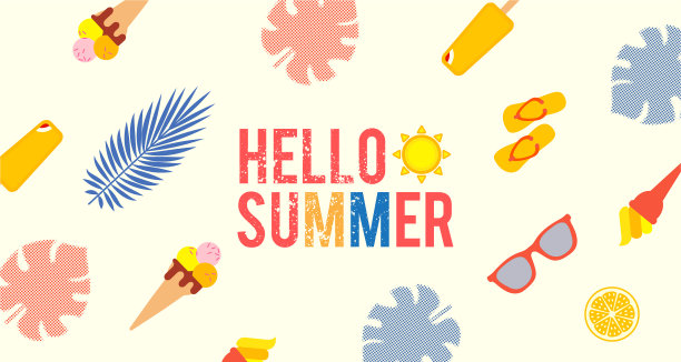 Hello夏季海报模板与丝绸图片下载