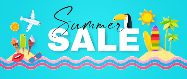 夏季促销，季节促销可爱海报模板图片下载