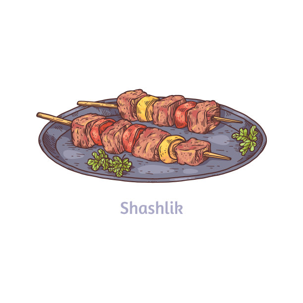 格鲁吉亚高加索烤肉串雕刻图片下载