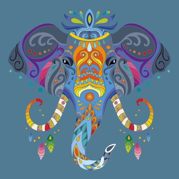 纠缠非洲象彩色孤立图片下载