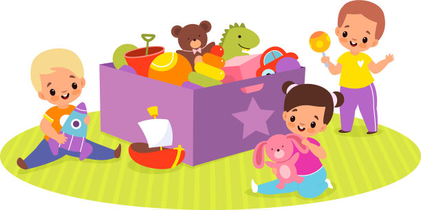 孩子们玩玩具盒子里快乐的孩子们图片下载