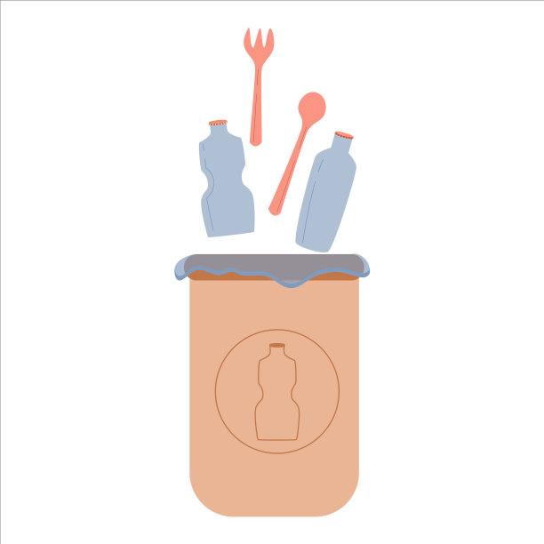 零废物垃圾桶与塑料袋隔离图片下载