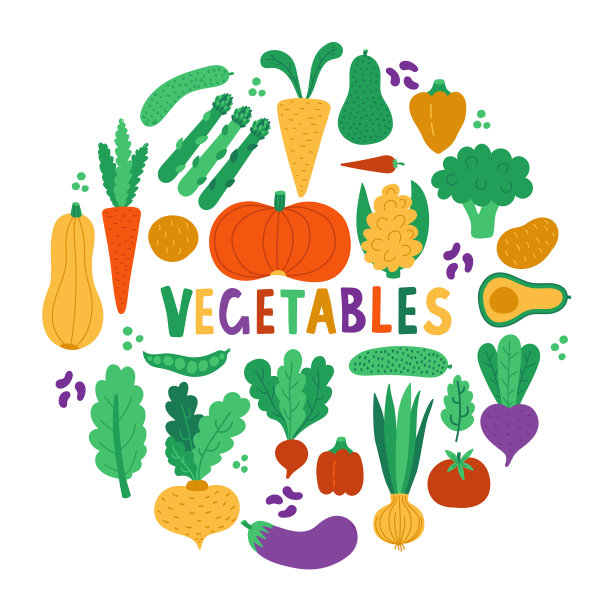 蔬菜食物可爱的彩色图标集图片下载
