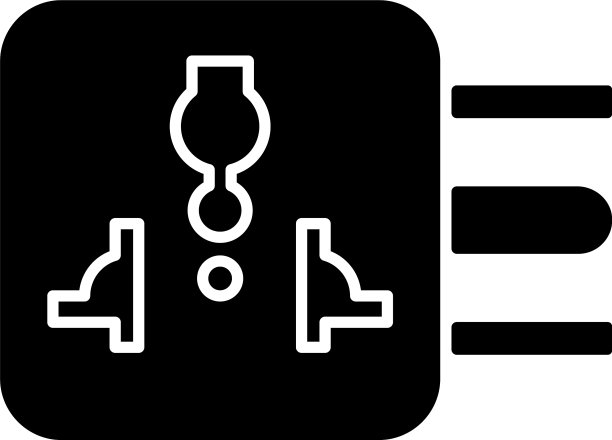 旅行适配器黑色字形图标图片下载