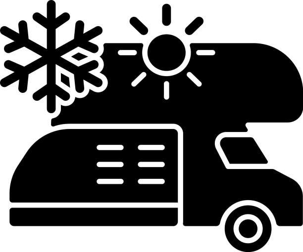 房车空调和供暖黑色象形图标图片下载