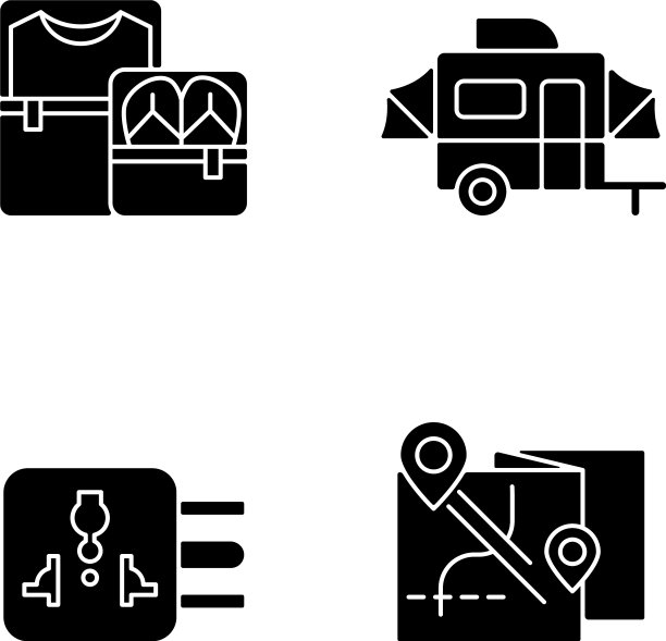 旅行者包黑色字形图标设置在空白图片下载