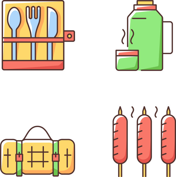 户外社交聚会RGB颜色图标集图片下载