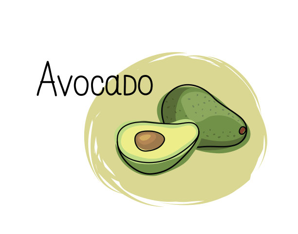 鳄梨图标，一半和完整的水果鳄梨孤立图片下载