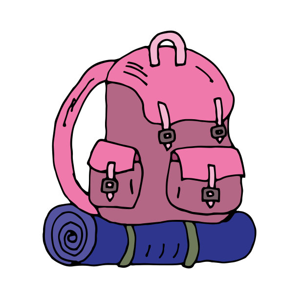 旅游背包轮廓孤立在白色图片下载