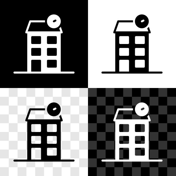 设置房子图标隔离在黑色和白色，透明的背景。家的象征。向量图片下载