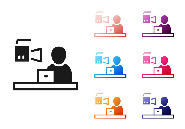 黑色突发新闻图标孤立在白色背景。电视上的新闻。新闻主播广播。大众媒体。晚间新闻。设置图标丰富多彩。向量图片下载