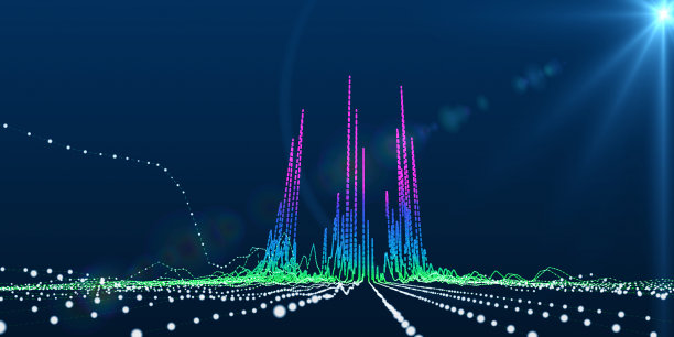 用线条和镜头效果抽象分析网格图。大数据。人工智能。商业，技术和科学的未来背景。图片下载