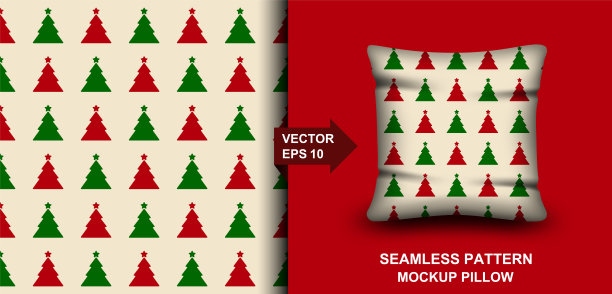 圣诞快乐无缝图案。圣诞树的背景。枕头，印花，时装，服装，织物，礼品包装。向量。图片下载