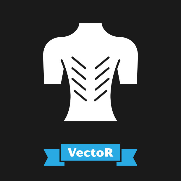 白色按摩图标孤立在黑色背景图片下载