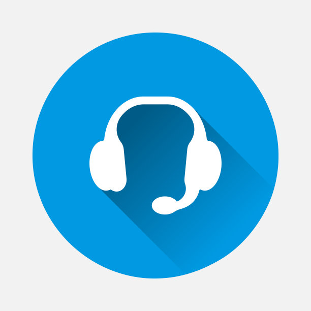 平板耳机图标上的蓝色背景。平面图像与长阴影。图片下载