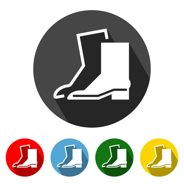 穿安全鞋与长阴影平风格图标图片下载