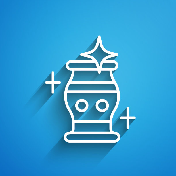 白色线干净花瓶图标孤立在蓝色图片下载