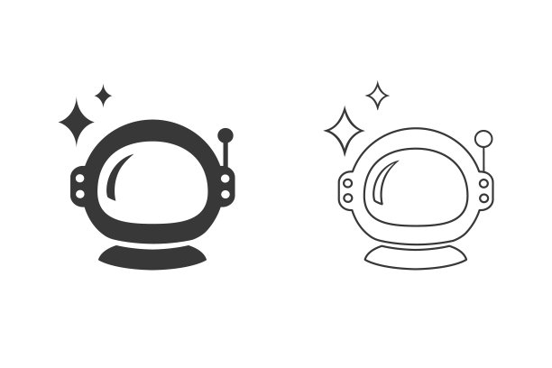 太空头盔图标设置为白色。向量图片下载