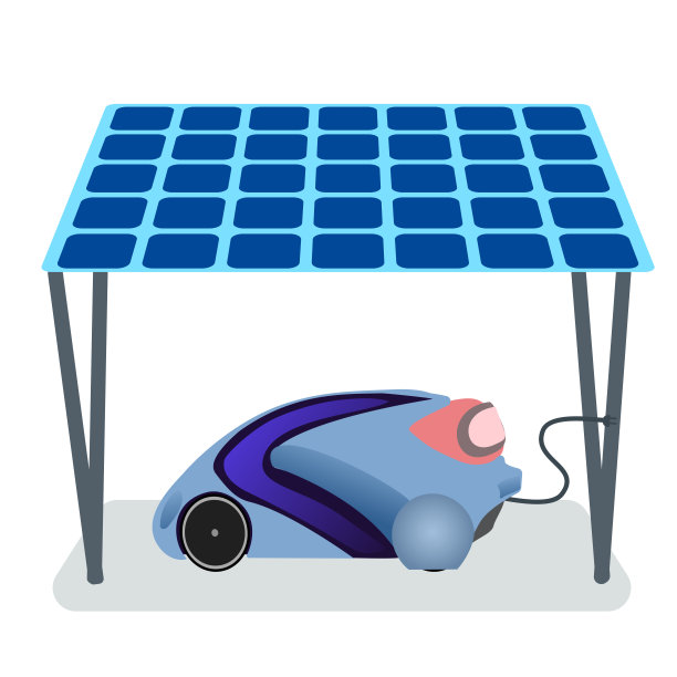 未来的汽车在太阳能停车场。现代向量插图。图片下载