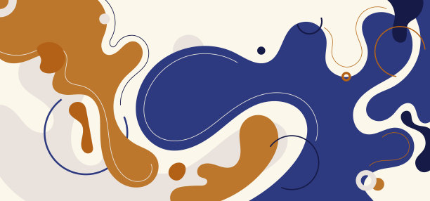 抽象时尚的有机形状组成，无定形形式和线条与圆形元素在白色的背景图片下载