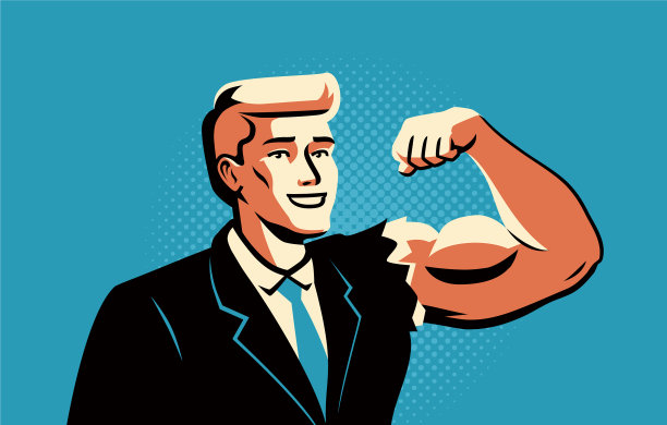 成功的商人用肌肉成功图片下载