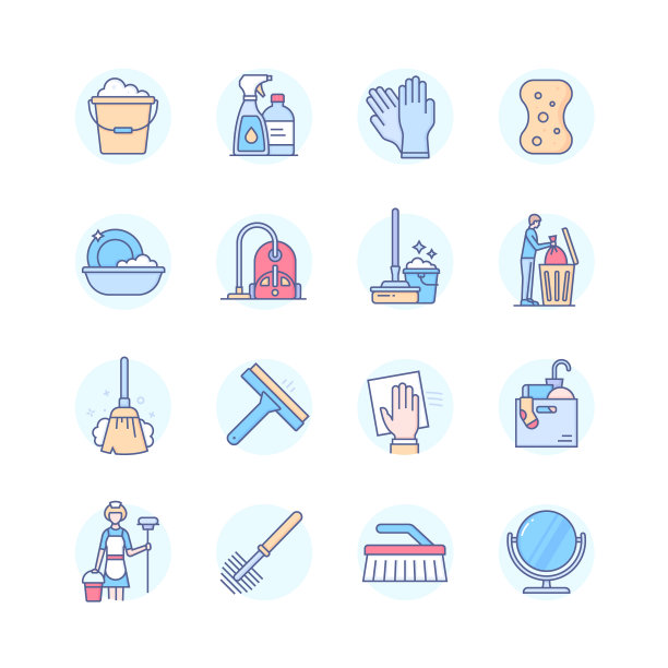 清洁服务-线条设计风格图标集图片下载