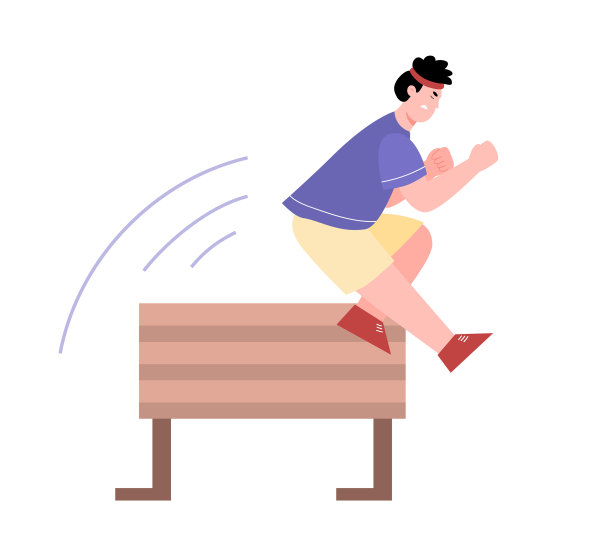 卡通人物努力跳过障碍图片下载