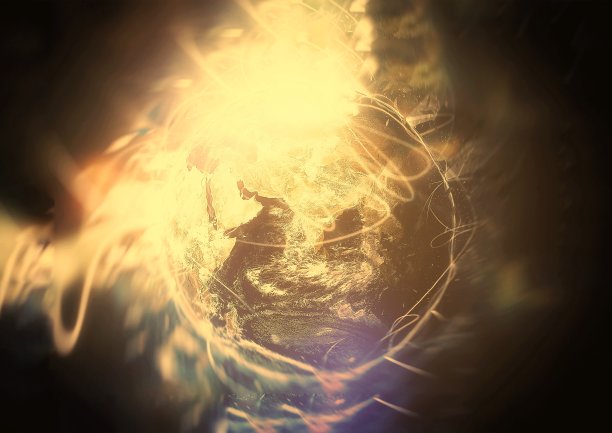 抽象的地球在外层空间发光的插图图片下载