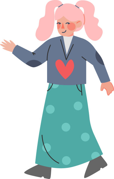 可爱的金发女孩穿着休闲装走路图片下载