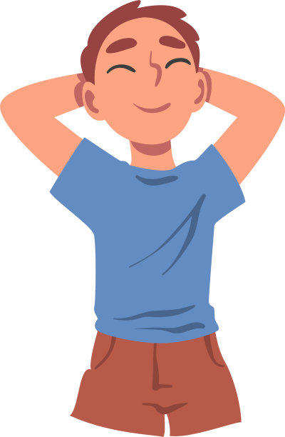 可爱的男孩躺在他的头后面的视图图片下载