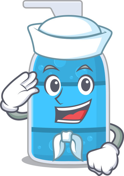 戴着白色帽子的水手洗手液图片下载