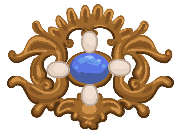 古董胸针制成的黄金和宝石图片下载