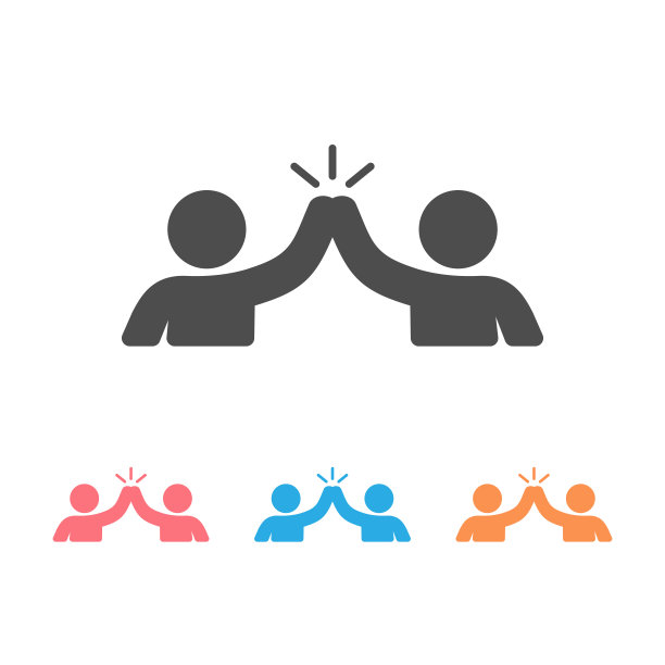 High five手势剪影图标设置。友谊。朋友。孤立的向量图片下载