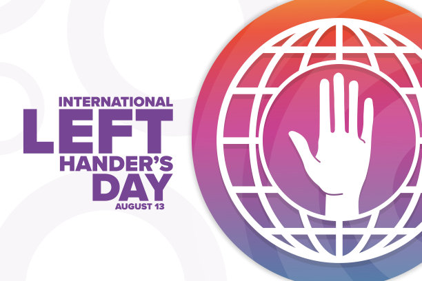 国际左Handerâ日。8月13日。节日的概念。模板的背景，旗帜，卡片，海报与文字题词。向量EPS10插图。图片下载