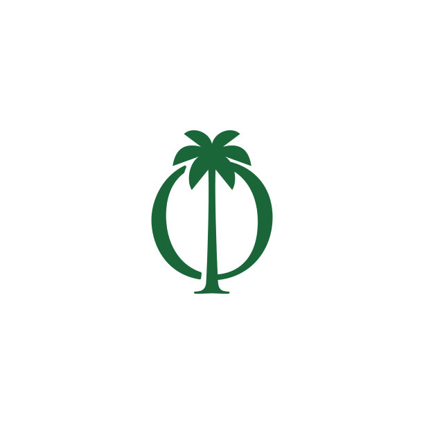棕榈树O字母标志图标图片下载