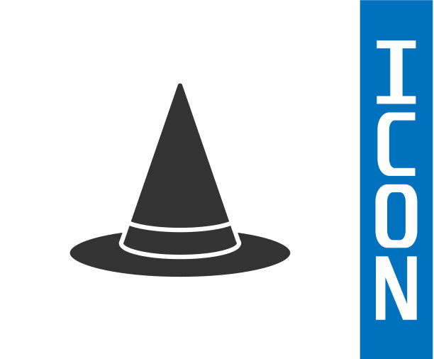 灰色女巫帽图标孤立在白色背景图片下载