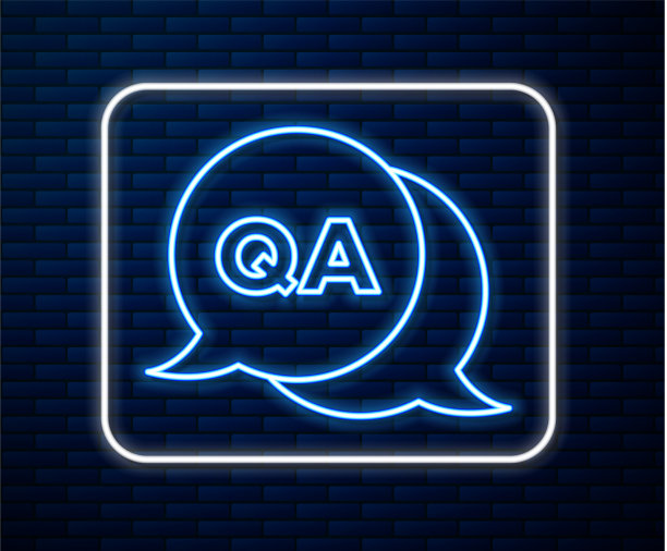 发光的霓虹线讲话气泡与问题和图片下载