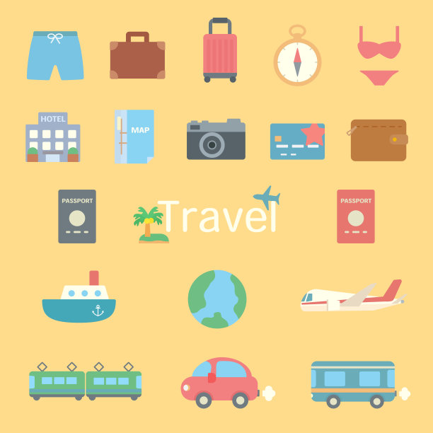 简单可爱的旅行图标设置图片下载