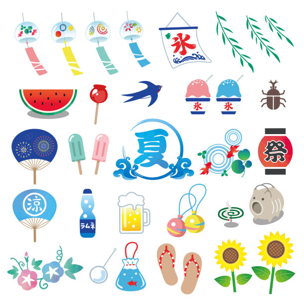 日本夏季牲畜图例图片下载