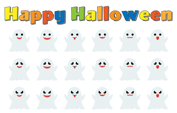 闹鬼矢量插图集图片下载