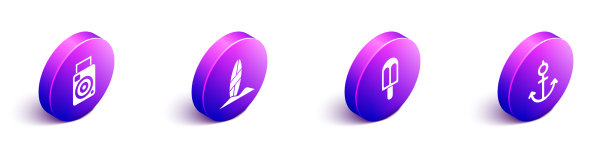 设定等距摄影相机冲浪板冰淇淋图片下载