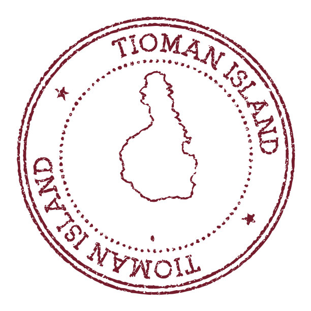 琉曼岛圆形橡皮图章附有岛图。图片下载