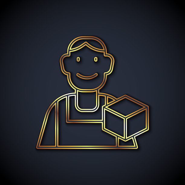 黄金线图形设计师图标孤立在黑色背景。向量图片下载